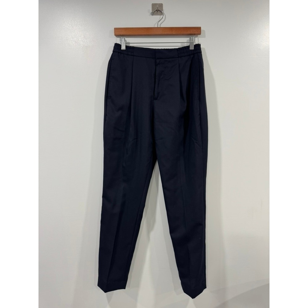 Officine Générale Men Navy Pleated Elastic Waist Trousers Pants Size 46 Small